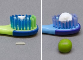 Kids fluoride toothpaste recommendation rice vs pea